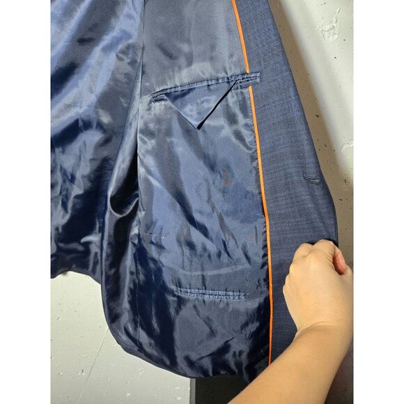 Oak Hill Perfect Fit Blue Plaid Sports Coat Size 56L Long Jacket Blazer Preppy - Picture 7 of 12